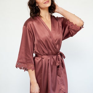 Cinnamon Spice Bridesmaid Wedding Robes, Rosewood Bridal Party Robe, Bridesmaid Robes, Terracotta party robes, Getting ready outfit