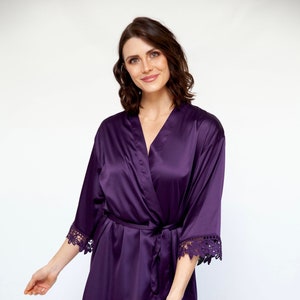 Plum Bridesmaid Wedding Robes, Eggplant party robes, Violet Purple Bridal Party Robe, Grape Bridesmaid Robes, Getting ready outfit