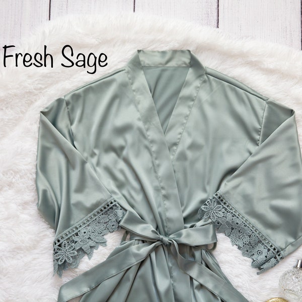 Fresh Sage Bridesmaid Wedding Robes, Blue Sage Bridal Party Robe, Agave Bridesmaid Robes, Sage party robes, Getting ready outfit