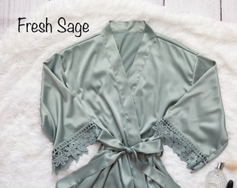 Fresh Sage Bridesmaid Wedding Robes, Blue Sage Bridal Party Robe, Agave Bridesmaid Robes, Sage party robes, Getting ready outfit