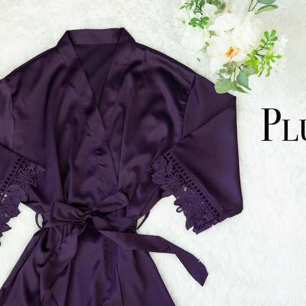 Plum Bridesmaid Wedding Robes, Eggplant party robes, Violet Purple Bridal Party Robe, Grape Bridesmaid Robes, Getting ready outfit