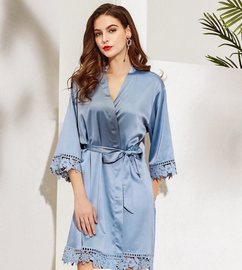 SET OF 8 Satin Bridesmaid Robes Bulk Discount Getting Ready Etsy