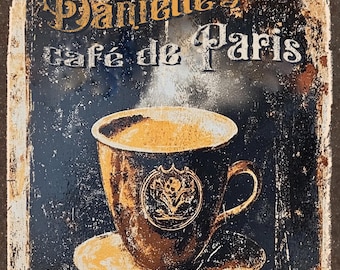 サイン　ヴィンテージ 看板　French coffee Personalized French Coffee Café Sign Vintage-style Old Rusted