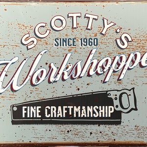 Letrero metálico personalizado para taller, decoración retro para garaje