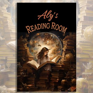 Letrero personalizado para sala de lectura, letrero metálico personalizado para amantes de los libros, decoración de pared de fantasía, placa de aluminio, adorno de pared para dormitorio de niña lectora