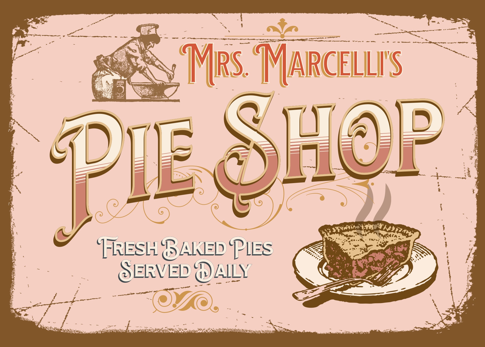 Personalized Pie Shop Sign, Vintage Retro Kitchen Wall Decor - Etsy