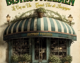 Personalized French Café Sign. Vintage-style French Cafe Sign