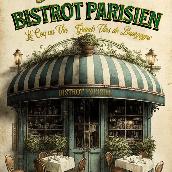 Personalized French Bistro Sign. Vintage Kitchen Sign. Great Gift for anyone who loves French Bistros