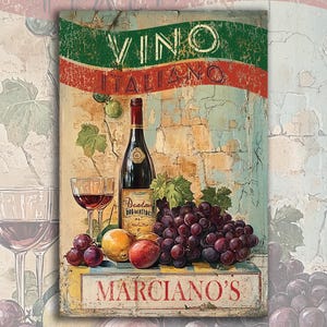 Personalized Italian Wine Cellar Sign Gift. Vintage-style Italian Wine Sign. Great Gift for anyone who loves Italian wine, food and dining