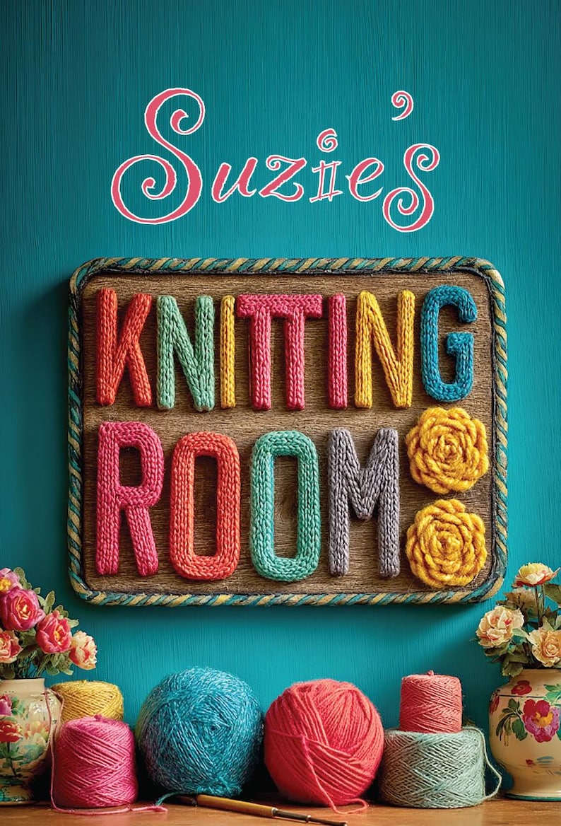 Suzzie Lettering Personalized Knitting Room Metal Sign | Knitter Gift - Etsy