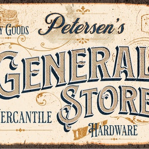 Vintage style General Store Sign Gift Personalized. Retro Kitchen Sign Wall Art. Great for anyone who loves vintage advertising