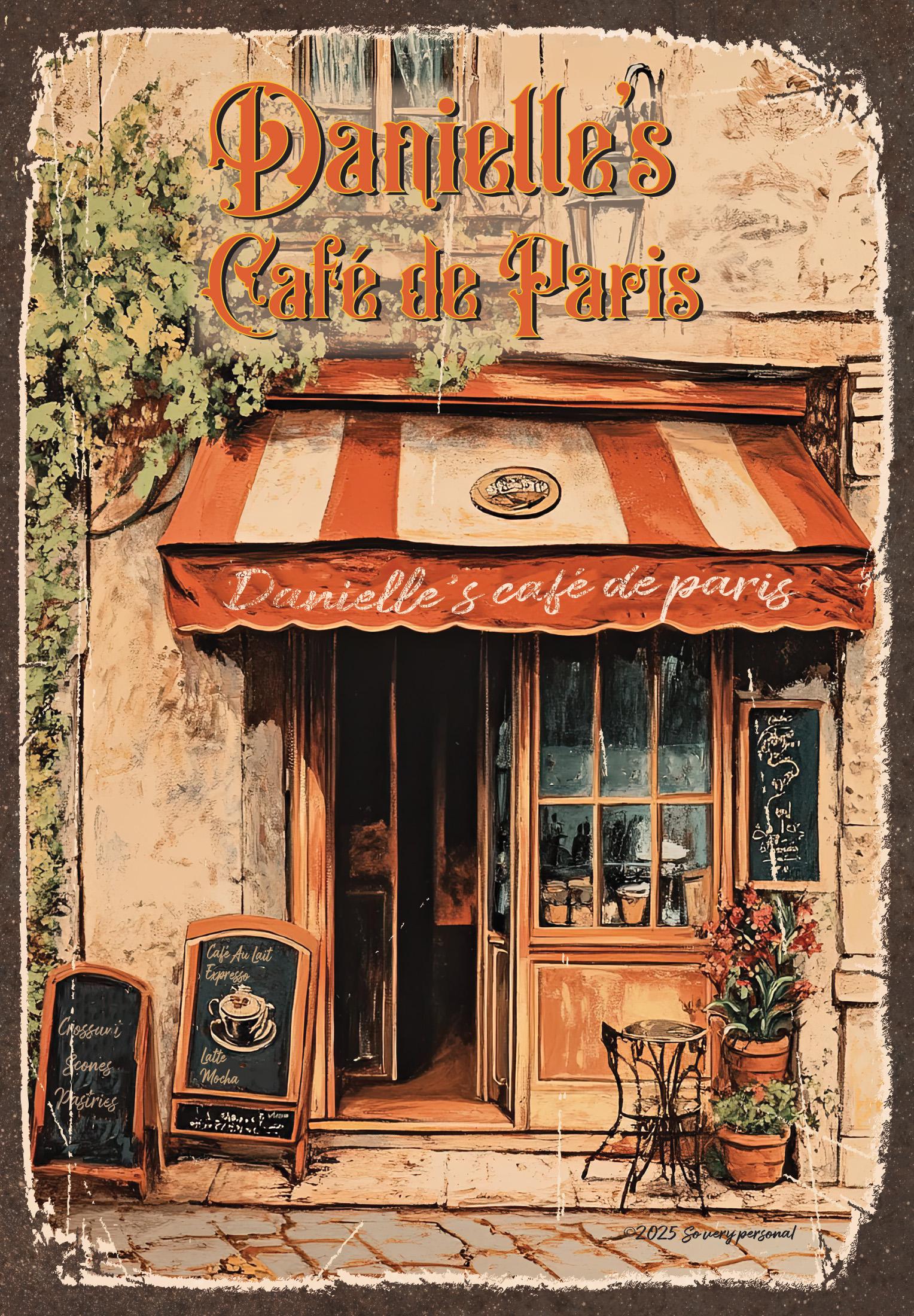 Personalized French Café Sign. Vintage-style French Cafe Sign