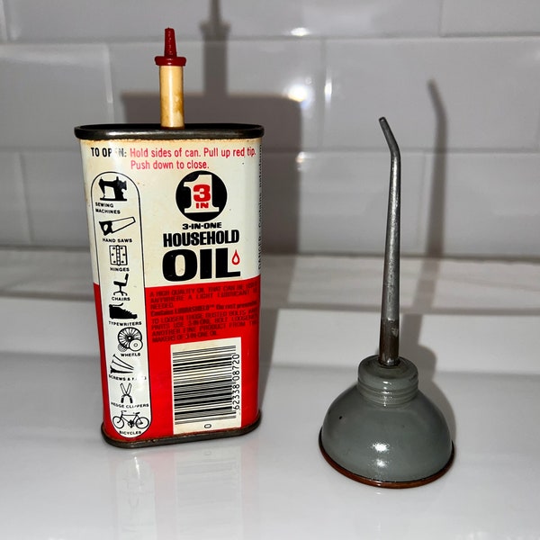 vintage Thumb Pump Oil Can & vintage 1960’s 3 in 1 Household Oil Can, Collector Items