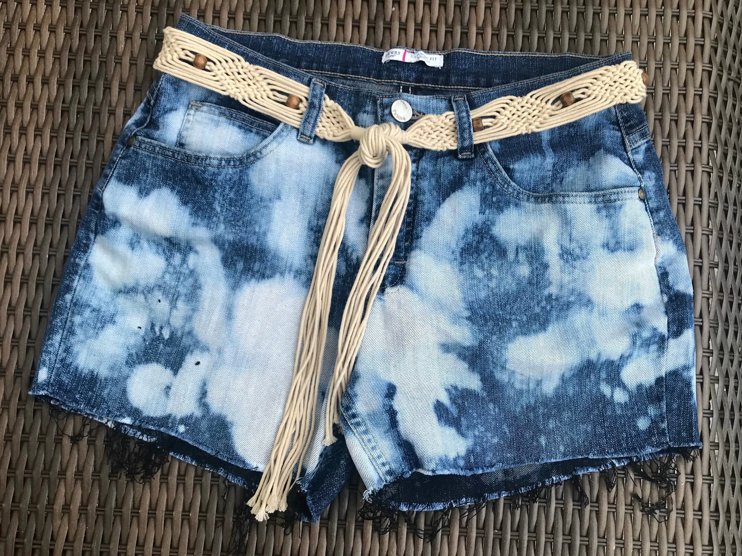 Lee Denim Cutoff Shorts W Macrame Belt 