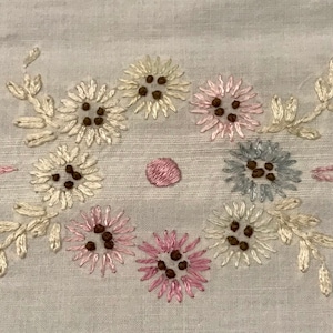 Vintage Handmade Embroidered 96”x75” white tablecloth