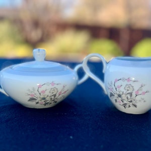 1950’s Harmony House Fine China, Nannette, Dawn Grey Creamer and Sugar set, 3532*