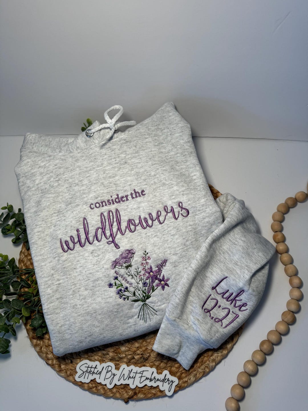 Embroidered Wildflower Hoodie: Christian Bible Verse Sweatshirt - Etsy