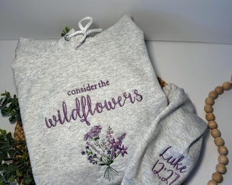 Embroidered Wildflower Hoodie: Christian Bible Verse Sweatshirt