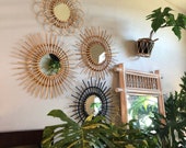 Hand Made Rattan Mirror, Hand made mirror 4 colors available, with hanging equipment.