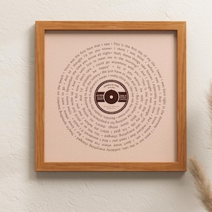 Personalized Song Lyrics - Handmade Leather Wedding Song Lyric Art - Anniversary Gift for Him - Anniversary Gift for Wife - Gifts for Couple