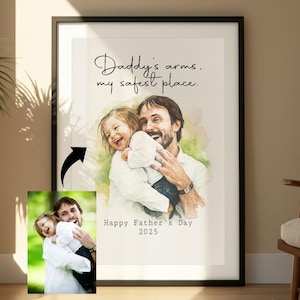 Personalize Dad Watercolor Print – Fathers Day Custom Gift – Custom Portrait from Photo – Daddy Memory Keepsake - Gift for Husband from Wife