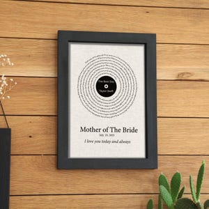 Custom Song Lyrics Print - Mother of the Bride Gift - Mom and Bride - Mom Gift from Daughter - Mothers Day Gift - Thank You Mom Wedding Gift