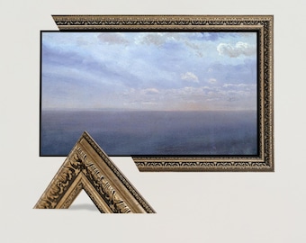 Custom TV Frame, Gold Gilded Dark Striped TV Frame, Decorative Frame, Compatible with TCL, Samsung Frame Tv, Frame for Tv
