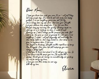 Personalized Hand-Written Letter Framed - Sentimental Mom Gifts - Gifts for Mom - Mommy Birthday Gifts - Mom Thank You - Christmas Gift Mom