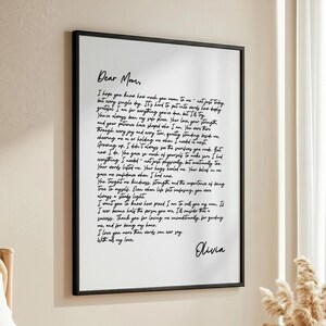 Carta personalizada escrita a mano enmarcada - Regalos sentimentales para mamá - Regalos para mamá - Regalos de cumpleaños para mamá - Regalo para el Día de la Madre - Agradecimiento para mamá