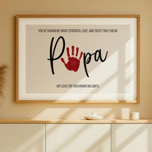 Custom Papa Handprint Gift for Fathers Day – Printable Art for Kids – Sentimental Present for Dad, Grandpa or Papa - Papa Gifts Personalized