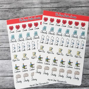 Nursing School Planner Stickers: Clinical, Exam, and Study