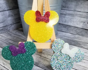 Carretel de distintivo com glitter da Princesa Ratinha: porta-identidade de resina feito à mão