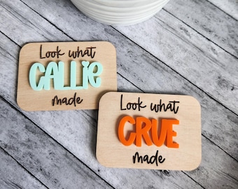 Personalized Kids Artwork Magnet: Custom Wood & Acrylic Refrigerator Display