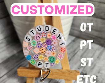 PT student badge reel, OT student ID holder, Student teacher, customized gift, personalized work badge holder, physical therapy, vet tech