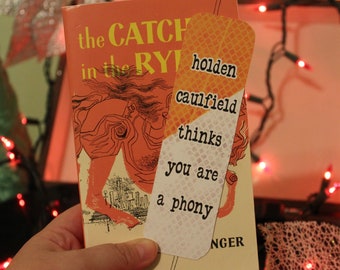 Holden Caulfield Thinks You Are A Phony Bookmark, gift for readers, Catcher in the Rye Bookmark, Double Sided, Classic, Christmas gift, read