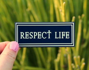 Respect Life Masculine Sticker in Black for Pro Life, Catholic, Christian, Republican, Conservative, Water Bottle, Laptop, Notebook, Planner