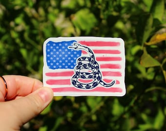 Gadsden Flag Sticker American Flag for Don't Tread on Me, Trump 2024 Conservative, Republican, Maga, America, laptop, water bottle, notebook