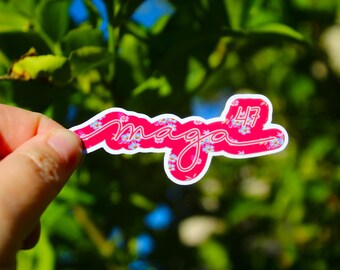 Maga 47 Cursive Sticker Red for Trump 2024, Republican, Conservative, Trump 2024, Water Bottle, Laptop, Planner, notebook