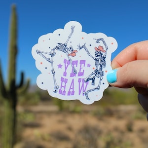 Yee Haw Cowboy Skeletons Sticker for Western, Cowgirl, Country, Punchy, Laptop, Water Bottle, Notebook, Planner, Gift for Women