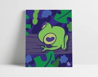 The green frog / blue background 8x10