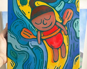 Yellow Kanoa - 9"x12" - Acrilic on canvas