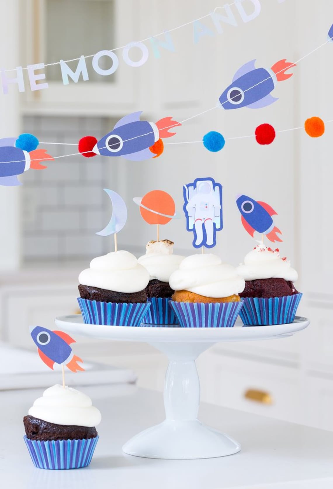 Rocket Cupcake Kits Space Cupcake Liners Space Themed Etsy