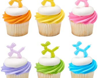 Cupcake picks -  Balloon Animals Cupcake and Cake Topper Assortment, Sold by the Dozen, Birthday, Picks,