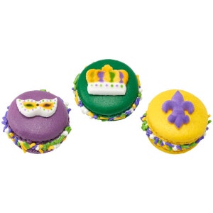 Edible Mardi Gras Sugar Topper, Layon, Cake Decoration, Cupcake, Donut, Cookie&#39;s, Crown, Fleur De Lis, Mask