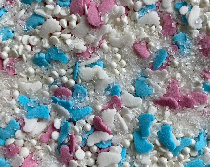 Baby Shower Sprinkles, Gender Reveal Shower, Edible Blue and Pink Baby