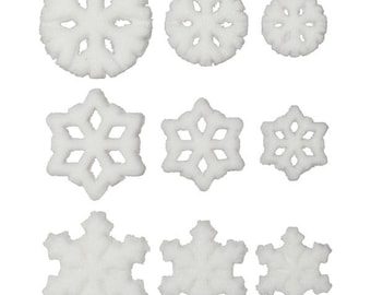 Edible Snowflake Sugar Toppers, Christmas Decorations, Baking Decorations, Winter Theme, Cake, Cupcake, Layon, Snow