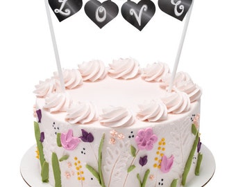Chalk Board Love Banner, Cake Topper, Wedding, Valentine's Day, Baking Decorations, Anniversary