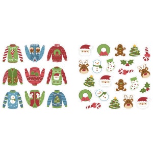 Ugly Christmas Sweater Edible Images, Christmas Assortment Edible Stickers/Images, Cake Decorating, Cupcake, Donut, Cookies, Baking, Topper