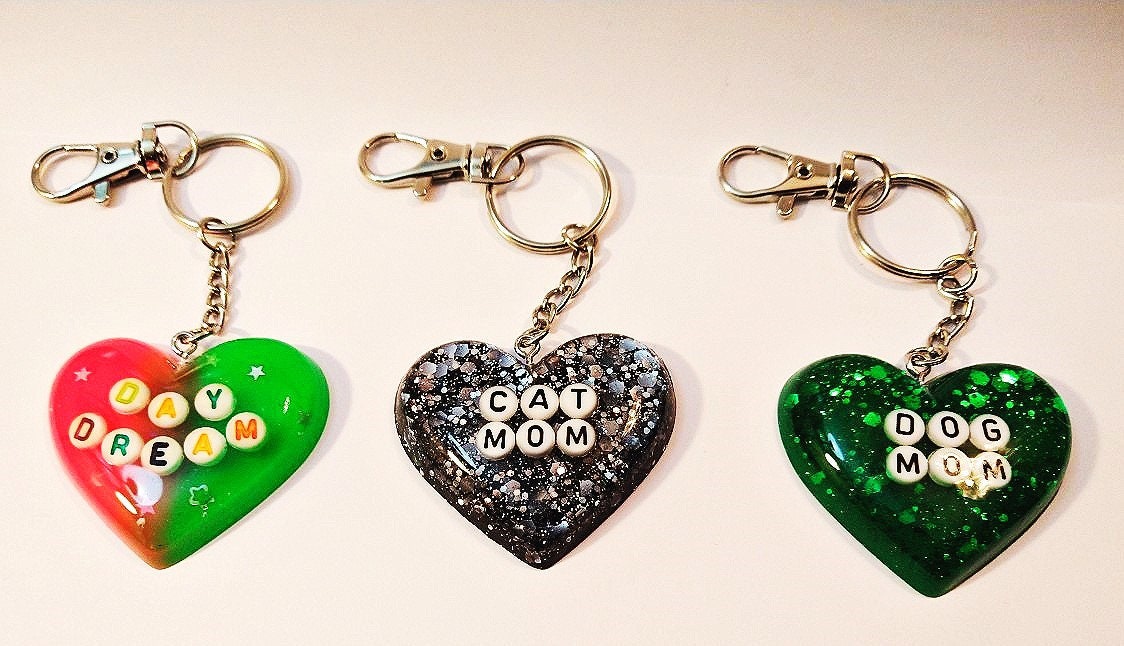 Custom Heart Keychains Etsy