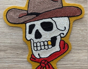 Cowboy Skeleton Chain Stitched Patch